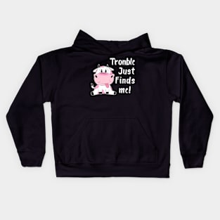 Tronble Just Finds Me Cute Dairy Cow Kids Hoodie